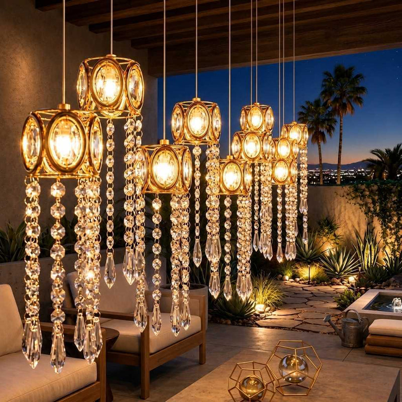 LED Crystal String Lights, Gold Oval Frame with Hanging Teardrop Pendants, Warm White Plug-in Chandelier Décor - thumbnail number 11