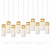 LED Crystal String Lights, Gold Oval Frame with Hanging Teardrop Pendants, Warm White Plug-in Chandelier Décor - thumbnail number 2