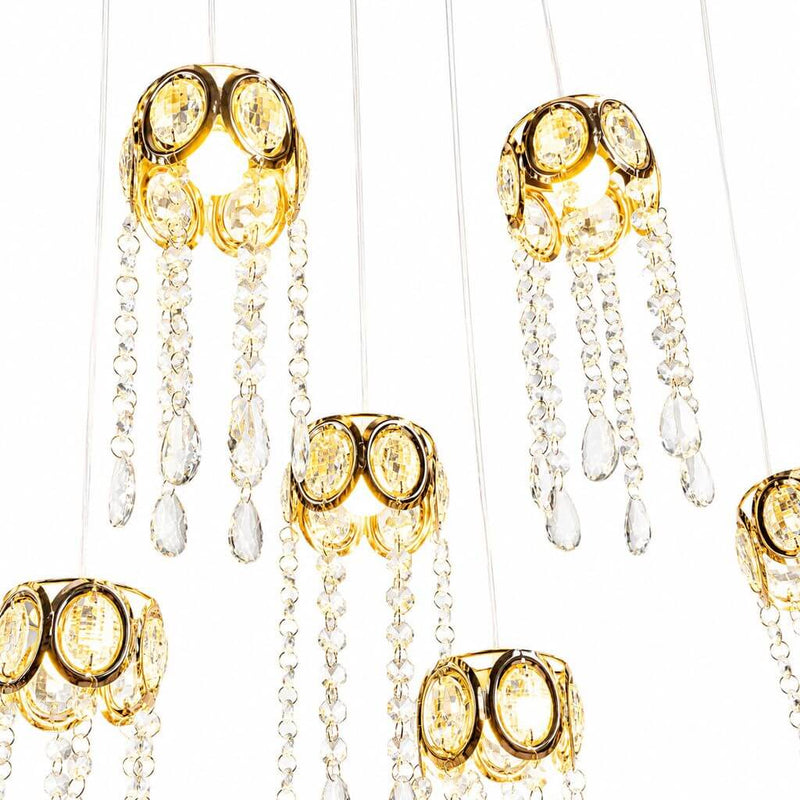 LED Crystal String Lights, Gold Oval Frame with Hanging Teardrop Pendants, Warm White Plug-in Chandelier Décor - thumbnail number 3