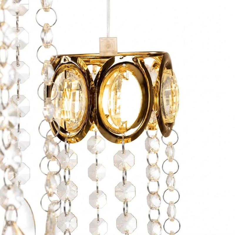LED Crystal String Lights, Gold Oval Frame with Hanging Teardrop Pendants, Warm White Plug-in Chandelier Décor - thumbnail number 4