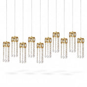 LED Crystal String Lights, Gold Oval Frame with Hanging Teardrop Pendants, Warm White Plug-in Chandelier Décor - thumbnail number 1