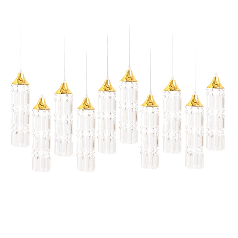 Warm white LED crystal string lights with gold bell frames and hanging prism pendants - thumbnail number 1