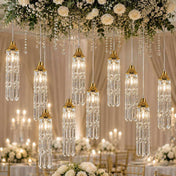 LED Crystal String Lights, Gold Bell Frame with Hanging Prism Pendants, Warm White Plug-in Chandelier Décor - thumbnail number 7