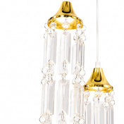 LED Crystal String Lights, Gold Bell Frame with Hanging Prism Pendants, Warm White Plug-in Chandelier Décor - thumbnail number 3