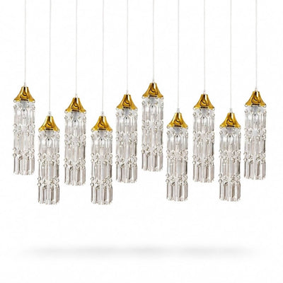 LED Crystal String Lights, Gold Bell Frame with Hanging Prism Pendants, Warm White Plug-in Chandelier Décor - thumbnail number 1