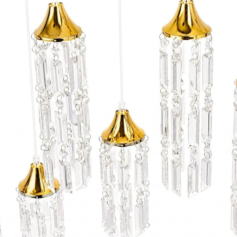 LED Crystal String Lights, Gold Bell Frame with Hanging Prism Pendants, Warm White Plug-in Chandelier Décor - thumbnail number 4