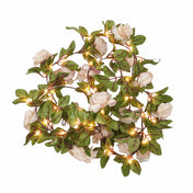 Blush silk rose garland with LED string lights coiled together. - thumbnail number 2