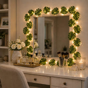 Warm White LED Artificial Monstera Leaf Garland String Lights, Wall Hanging Tropical Palm Leaves Vine 10ft - thumbnail number 11