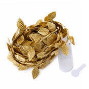 40 LED Garland Vine Lights 15ft Rose Leaf Design Metallic Gold Warm White - Battery Operated Decorative Lights - thumbnail number 1