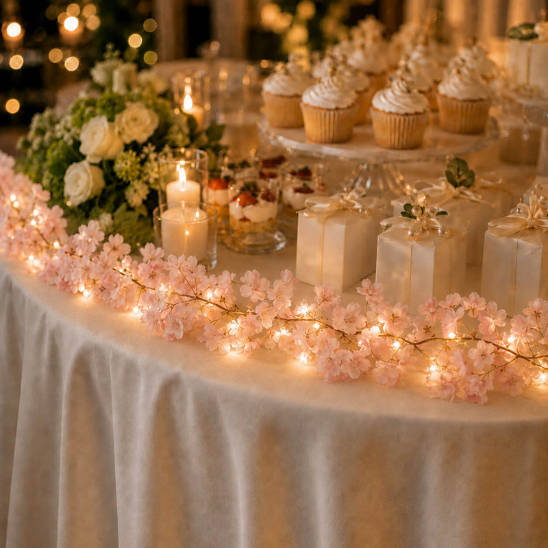 20 LED Artificial Garland String Lights 6ft Cherry Blossom Design Blush Warm White - Battery Operated Hanging Lights - thumbnail number 3