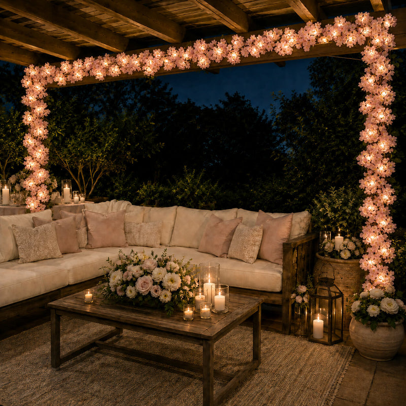 20 LED Artificial Garland String Lights 6ft Cherry Blossom Design Blush Warm White - Battery Operated Hanging Lights - thumbnail number 9