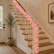 Pink cherry blossom LED garland decorating a staircase - thumbnail number 10