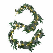 6ft eucalyptus leaf garland lit with warm white LED lights - thumbnail number 2