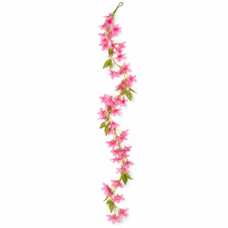 2-Pack Silk Flower Garland Vine Lights 6ft Jasmine Design Pink Warm White - Battery Operated Decorative Fairy Lights
