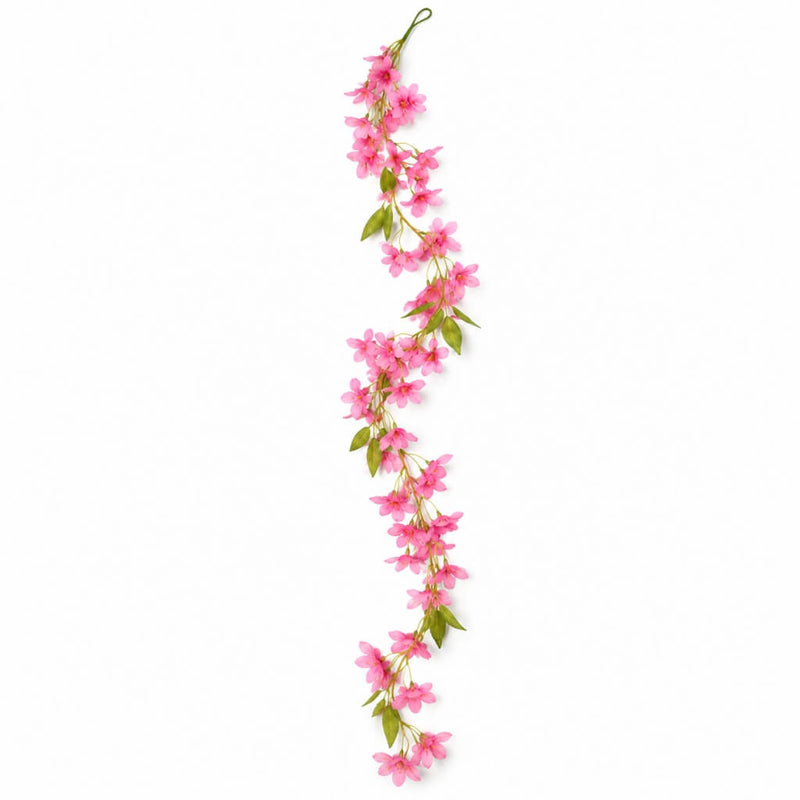 LED pink jasmine flower garland vine lights on white background - thumbnail number 1