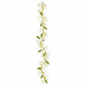 A single 6ft white jasmine silk flower garland hanging vertically - thumbnail number 1