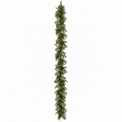Artificial Eucalyptus and Boxwood Leaf Garland String Lights, Warm White 20 LED Battery Operated Fairy Lights with Fake Greenery Hanging Vines - 6.5ft - thumbnail number 1
