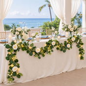 LED Greenery Garland with Artificial Eucalyptus & Peony Florals - Battery Operated Green Garland for Table & Fireplace Décor - 5.5ft - thumbnail number 5