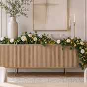 LED Greenery Garland with Artificial Eucalyptus & Peony Florals - Battery Operated Green Garland for Table & Fireplace Décor - 5.5ft - thumbnail number 10
