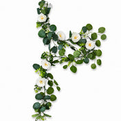 LED Greenery Garland with Artificial Eucalyptus & Peony Florals - Battery Operated Green Garland for Table & Fireplace Décor - 5.5ft - thumbnail number 1