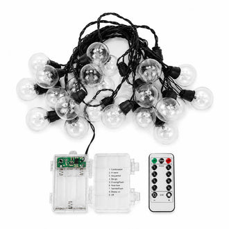 25-Pack LED String Lights 26ft Clear - Warm White Outdoor/Indoor 8-Mode Waterproof Remote Operated Bulbs