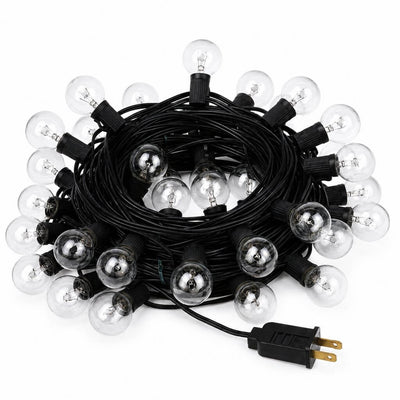 Coiled clear globe string lights with black wire and plug - thumbnail number 2