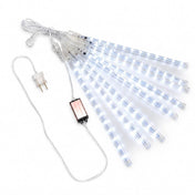 Illuminated 8 tubes of clear LED meteor shower string lights - thumbnail number 1