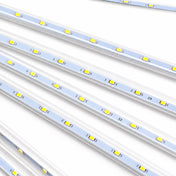 Close up of clear LED tubes with small yellow chips inside - thumbnail number 3