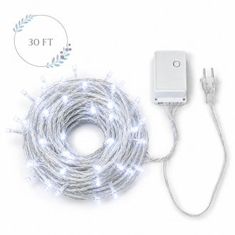 Cool White 100 LED Connectable String Lights, 120V Fairy Lights 30ft