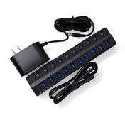USB 3.0 10-Port Powered Charging Hub – 12V/2A with Independent Switches for LED Lamps, Event Lights & Wedding Installations - thumbnail number 1
