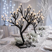 Black artificial cherry blossom tree centerpiece with LED lights for winter table decor - thumbnail number 5