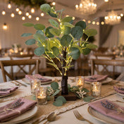 17 inch artificial eucalyptus tree with warm white LED lights as a centerpiece on a wedding table - thumbnail number 7