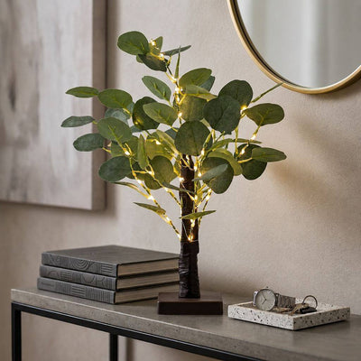 17 inch LED artificial eucalyptus tree on a console table as home decor - thumbnail number 10