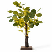 17 inch artificial eucalyptus tabletop tree with 50 warm white LED fairy lights on white backdrop - thumbnail number 2