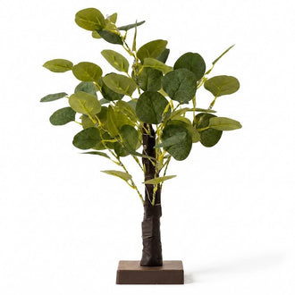 Artificial Eucalyptus Lighted Tree 17" Green – 50 Warm White LED Battery Operated Tabletop Fairy Lights