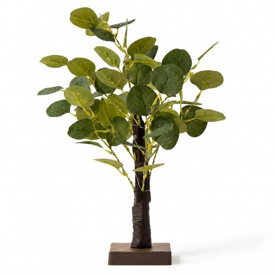 Artificial Eucalyptus Lighted Tree 17" Green – 50 Warm White LED Battery Operated Tabletop Fairy Lights