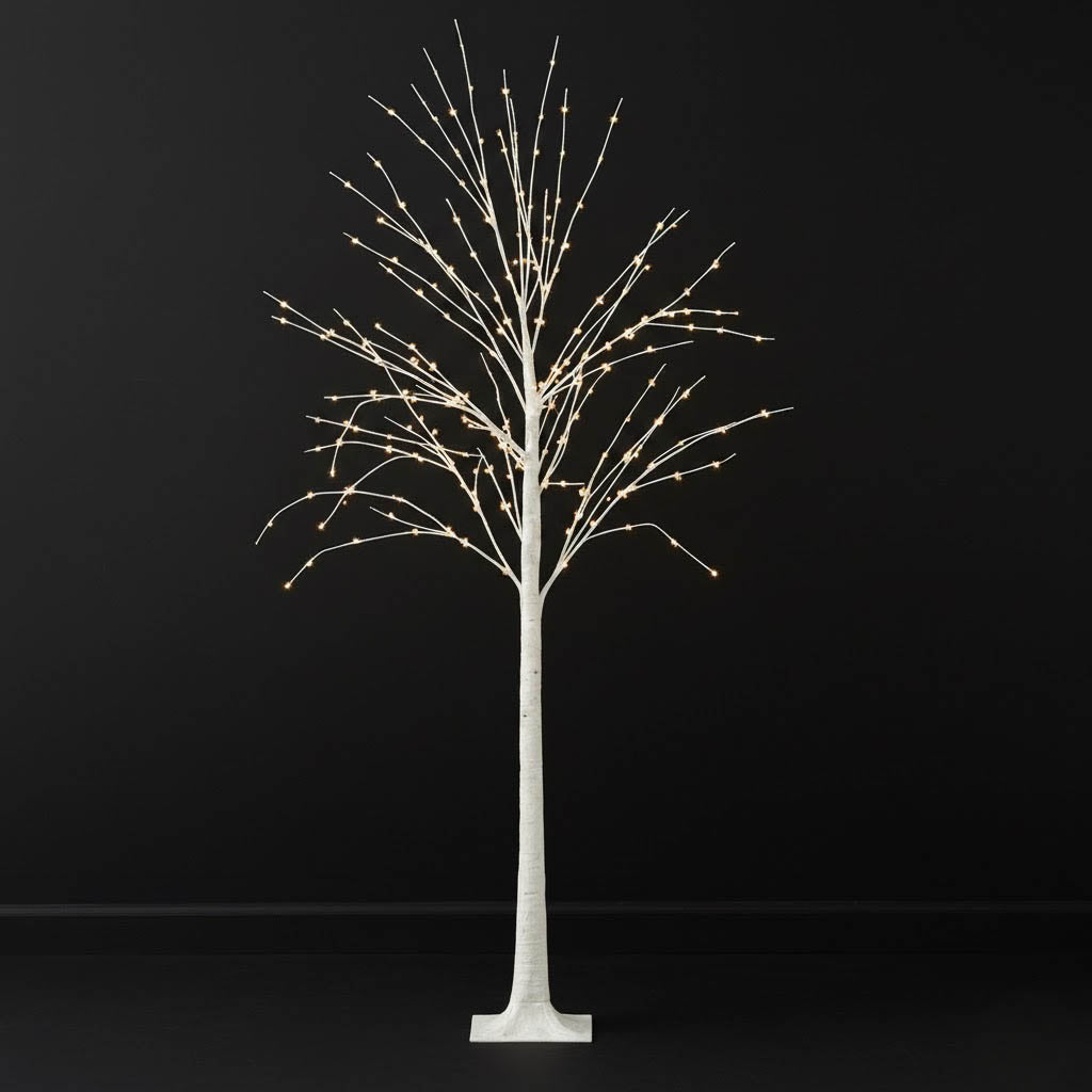 Lighted Birch Tree 6ft with 350 LEDs – Dimmable Plug-in White/Warm White Fairy Lights, Remote Timer Included and Detachable Base