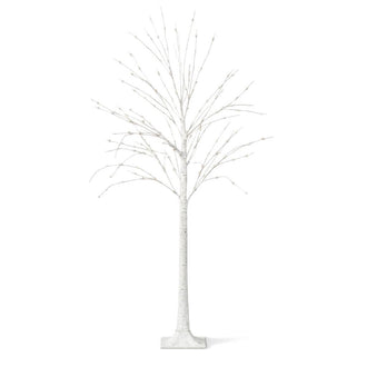 Lighted Birch Tree 6ft with 350 LEDs – Dimmable Plug-in White/Warm White Fairy Lights, Remote Timer Included and Detachable Base