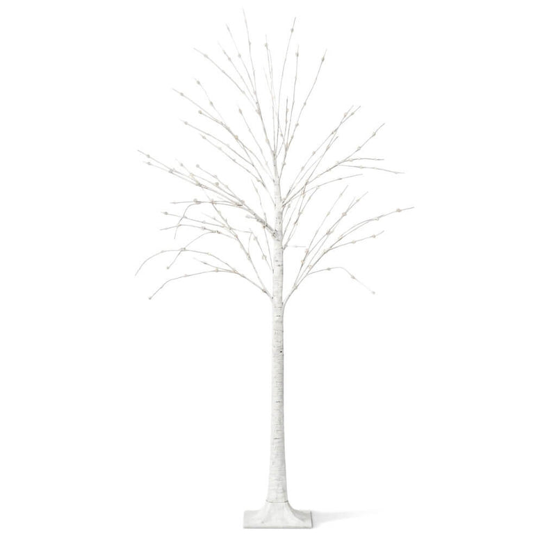 6ft white lighted birch tree with 350 LEDs isolated on a white background - thumbnail number 1