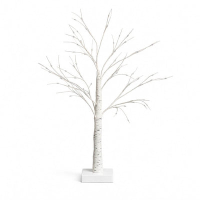 2ft tall decorative white birch tree on a square base standing on a white backdrop - thumbnail number 1