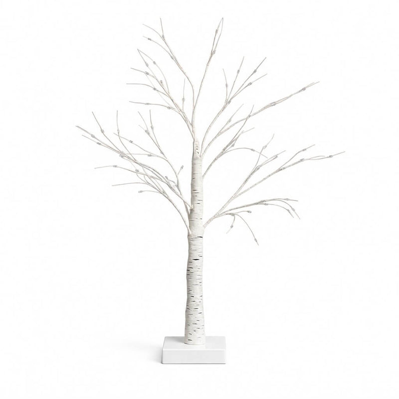 2ft tall decorative white birch tree on a square base standing on a white backdrop - thumbnail number 1