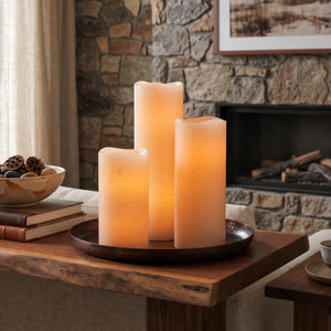 Richland 4" x 8" Large LED Pillar Candle with Wavy Top - Set of 6
