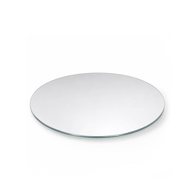 An 10 inch round mirror glass tray shown from an angled perspective on a white background - thumbnail number 2