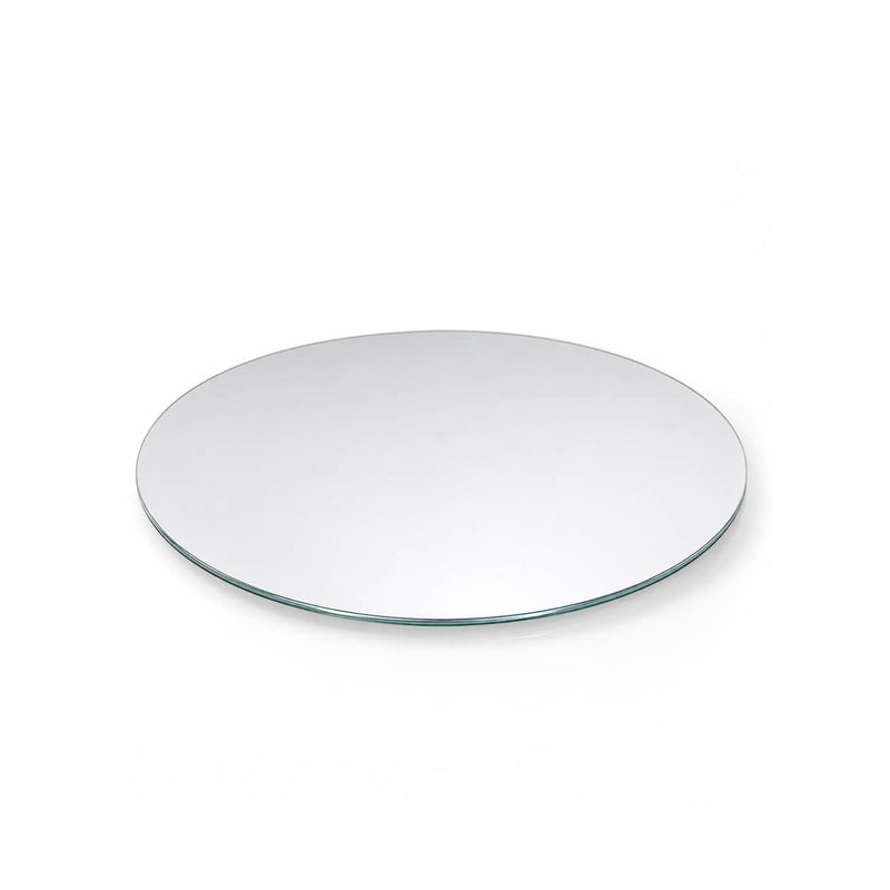 An 10 inch round mirror glass tray shown from an angled perspective on a white background - thumbnail number 2