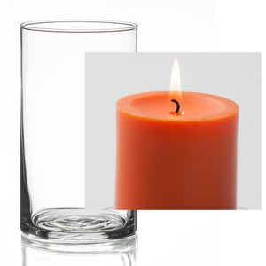 Richland Pillar Candle 3" & Eastland Cylinder Holder 6" Set of 12 (Choose your Color)