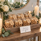 Natural brown paper shred used as gift box filler in party favor boxes with Thank You tags - thumbnail number 6