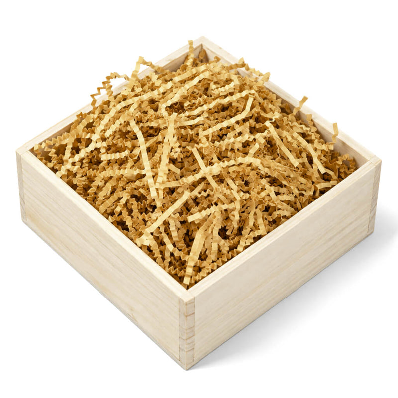 Natural brown crinkle-cut paper shred packed inside a wooden gift box - thumbnail number 2
