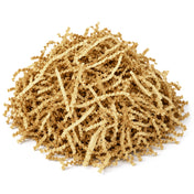 Natural brown crinkle-cut paper shred basket filler piled on a white background - thumbnail number 1