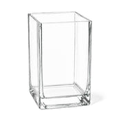 A crisp product studio shot of an empty glass Square Pillar Candle Holder 6" on white - thumbnail number 1