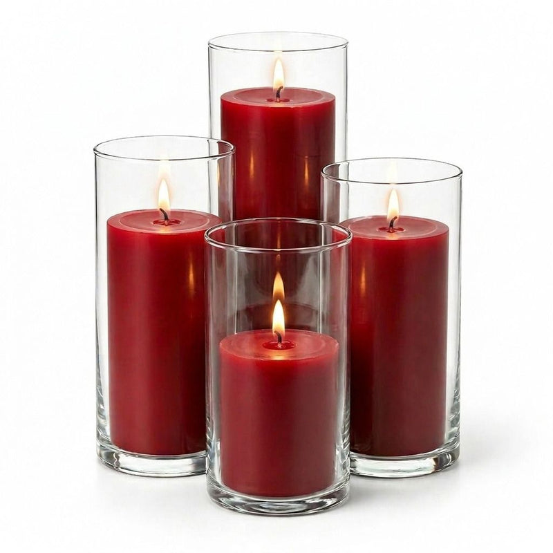 Richland Pillar Candles & Eastland Cylinder Holders Set of 48 - Red - thumbnail number 2
